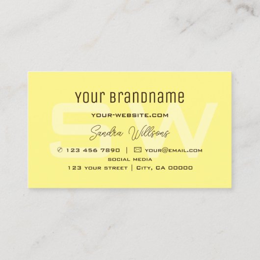 Plain Coffee Brown Cream met Monogram en Logo Visitekaartje (Achterkant)