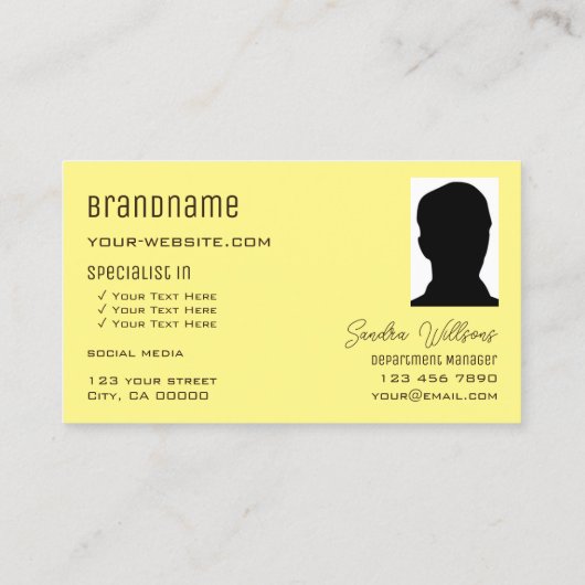 Plain Coffee Brown Cream met Monogram Logo Foto Visitekaartje (Achterkant)