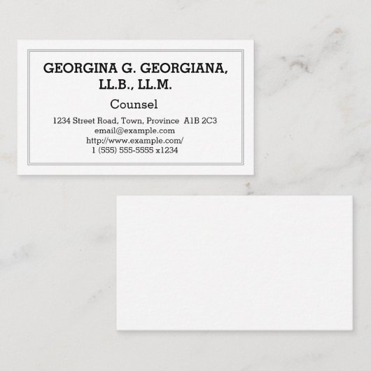 Plain Counsel Visitekaartje (Voorkant / Achterkant)