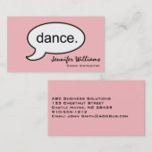 Plain Dance Instructor Modern Visitekaartje (Voorkant / Achterkant)