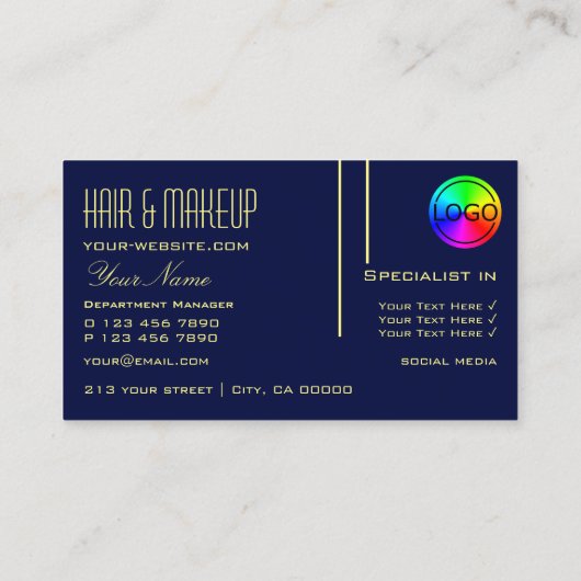 Plain Dark Indigo Blue Chic met Logo Professional Visitekaartje (Achterkant)