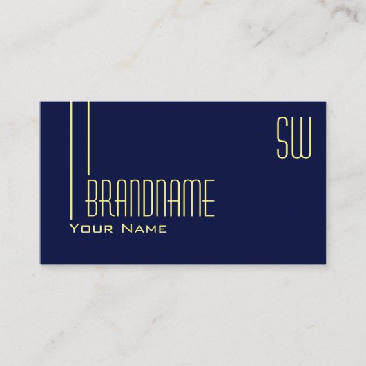 Plain Dark Indigo Blue met Initialen Professional Visitekaartje (Voorkant)