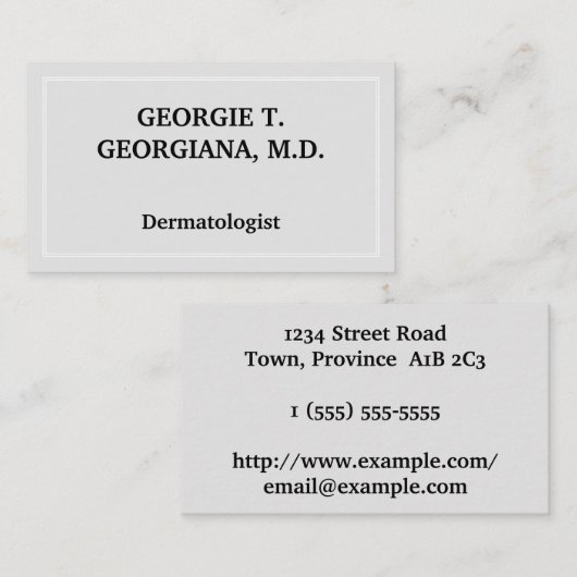 Plain Dermatologist Visitekaartje (Voorkant / Achterkant)
