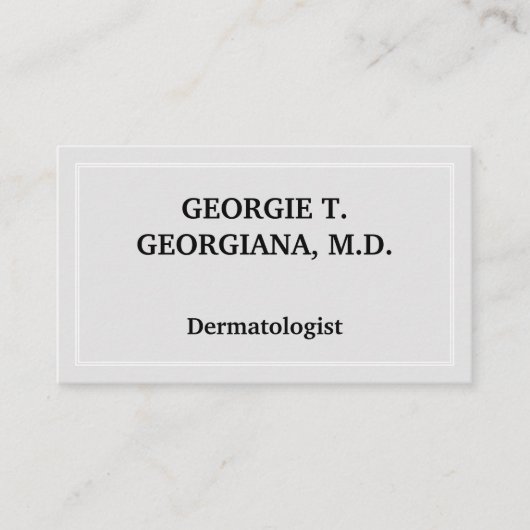 Plain Dermatologist Visitekaartje (Voorkant)