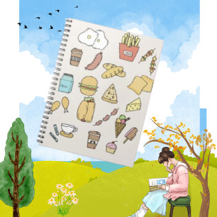 Plain Doodle Minimalist Food Variety Notitieboek