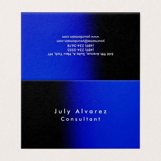 Plain Elegant Black Blue Minimalist Visitekaartje (Buitenkant ongevouwen)