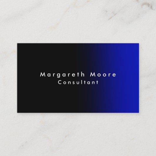 Plain Elegant Black Blue Professional minimalist Visitekaartje (Voorkant)