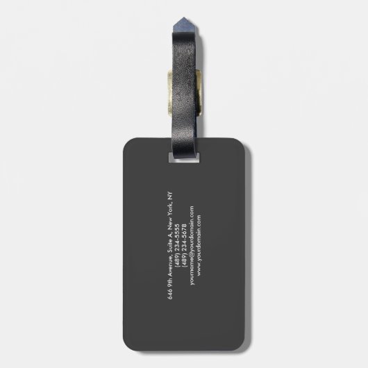 Plain Elegant Black Minimalist Modern Bagagelabel (Achterkant verticaal)