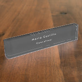 Plain Elegant Black Minimalist Modern Naambordje (Zijkant)