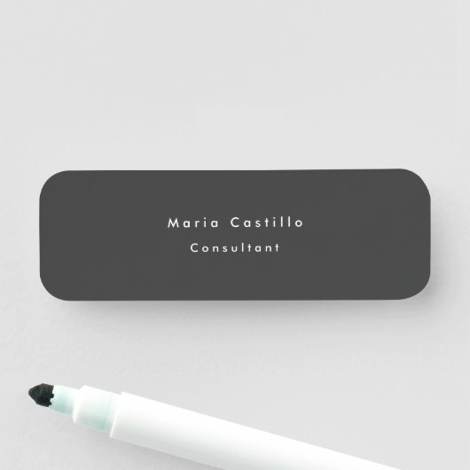 Plain Elegant Black Minimalist Modern Naamplaatje (In situ)