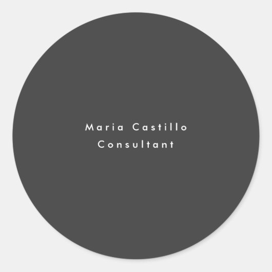 Plain Elegant Black Minimalist Modern Ronde Sticker (Voorkant)