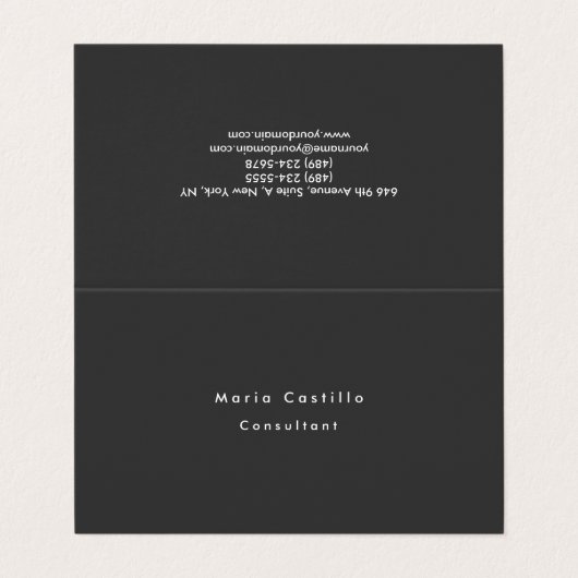 Plain Elegant Black Minimalist Modern Visitekaartje (Buitenkant ongevouwen)