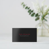 Plain Elegant Black Red Grey Minimalist Visitekaartje (Staand voorkant)
