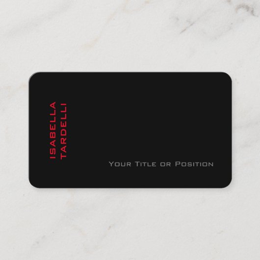 Plain Elegant Black Red Minimalist Premium Silk Visitekaartje (Voorkant)