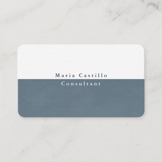Plain Elegant Blauw Grijs Wit Minimalistisch Moder Visitekaartje (Voorkant)