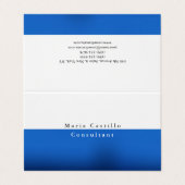 Plain Elegant Blue White Minimalist Visitekaartje (Buitenkant ongevouwen)