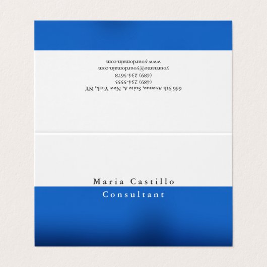 Plain Elegant Blue White Minimalist Visitekaartje (Buitenkant ongevouwen)