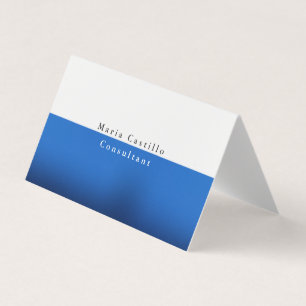 Plain Elegant Blue White Minimalist Visitekaartje