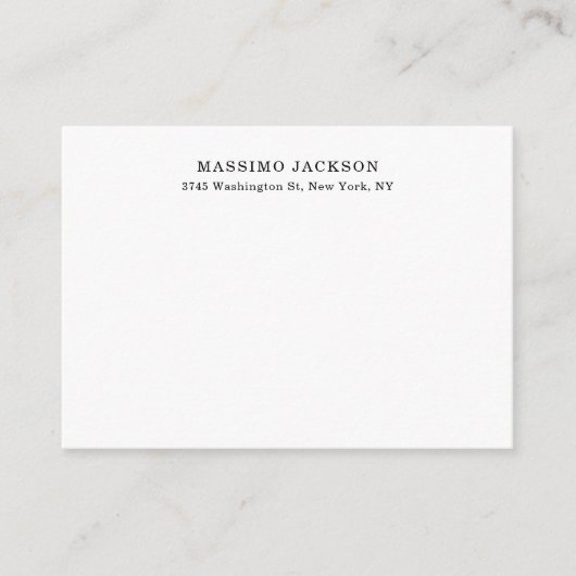Plain Elegant Classical Black White Minimalist Informatiekaartje (Voorkant)