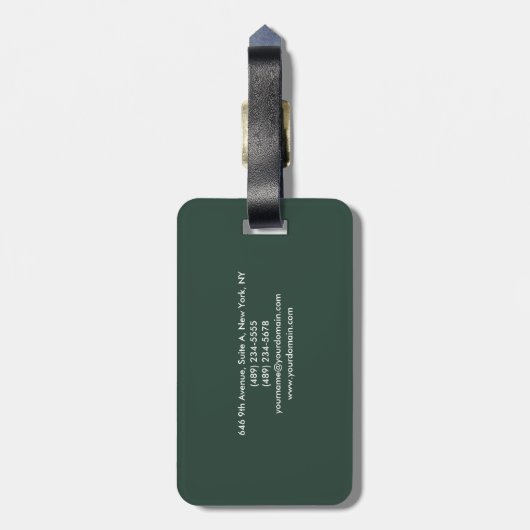 Plain Elegant Grayish Green Minimalist Bagagelabel (Achterkant verticaal)