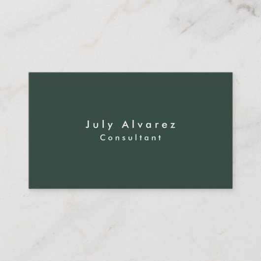 Plain Elegant Grayish Green Minimalist Visitekaartje (Voorkant)