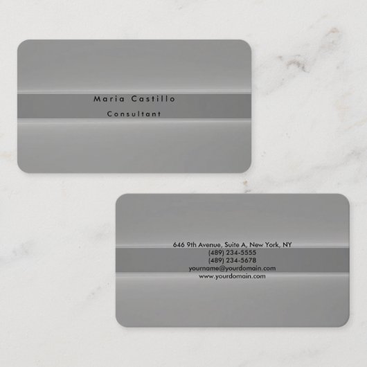 Plain Elegant Grey Minimalist Modern Visitekaartje (Voorkant / Achterkant)