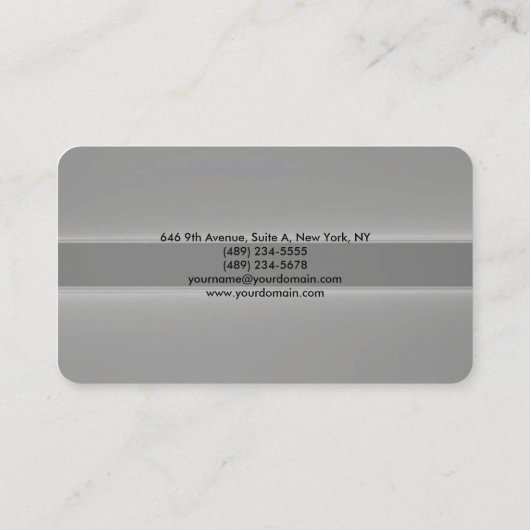 Plain Elegant Grey Minimalist Modern Visitekaartje (Achterkant)
