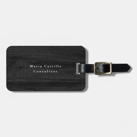 Plain Elegant Grey Wood Minimalist Modern Bagagelabel (Voorkant horizontaal)