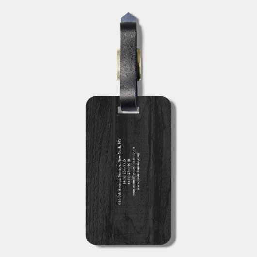 Plain Elegant Grey Wood Minimalist Modern Bagagelabel (Achterkant verticaal)