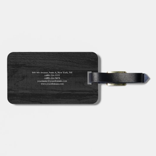 Plain Elegant Grey Wood Minimalist Modern Bagagelabel (Achterkant horizontaal)