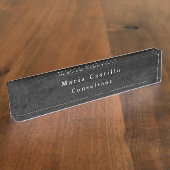 Plain Elegant Grey Wood Minimalist Modern Naambordje (Zijkant)