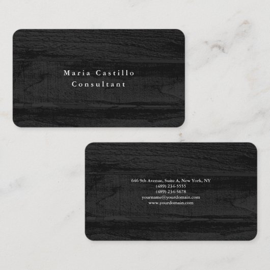 Plain Elegant Grijs Hout Textuur Minimalistisch Mo Visitekaartje (Voorkant / Achterkant)