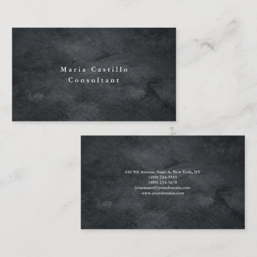 Plain Elegant Grijs Textuur Minimalistisch Modern Visitekaartje (Voorkant / Achterkant)