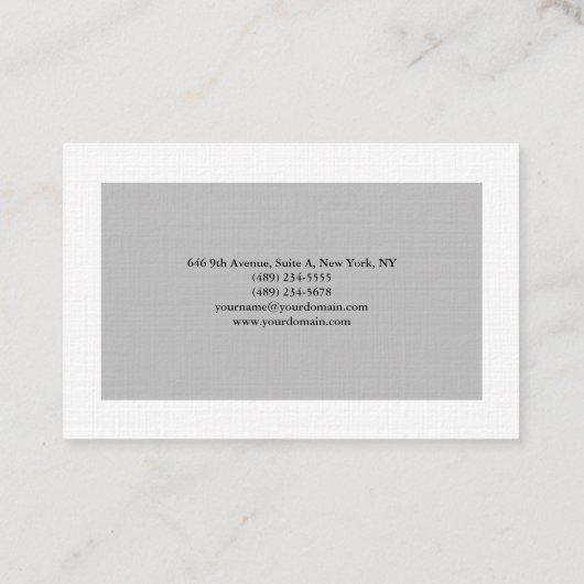 Plain Elegant Grijs Wit Minimalistisch Modern Visitekaartje (Achterkant)