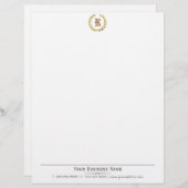 Plain Elegant Laurel Wreath Monogram Letterhead Gepersonaliseerd Briefhoofd (Voorkant / Achterkant)