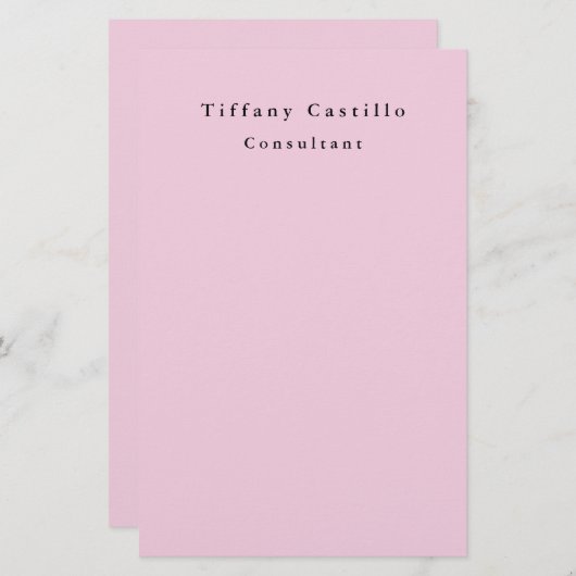 Plain Elegant Licht Roze Eenvoudig Minimalistisch  Briefpapier (Voorkant / Achterkant)
