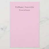 Plain Elegant Licht Roze Eenvoudig Minimalistisch  Briefpapier (Voorkant)