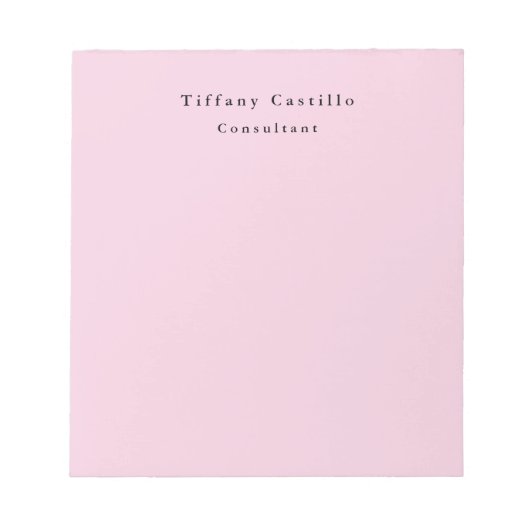 Plain Elegant Licht Roze Eenvoudig Minimalistisch Notitieblok (Voorkant)