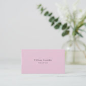 Plain Elegant Licht Roze Wit Minimalistisch Modern Visitekaartje (Staand voorkant)