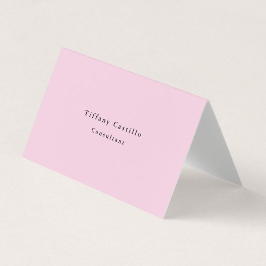 Plain Elegant Licht Roze Wit Minimalistisch Modern Visitekaartje (Voorkant)