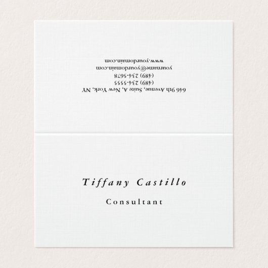 Plain Elegant minimalist Modern Premium Linen Visitekaartje (Buitenkant ongevouwen)