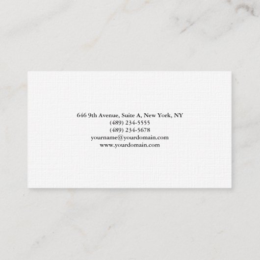 Plain Elegant minimalist Modern Premium Linen Visitekaartje (Achterkant)