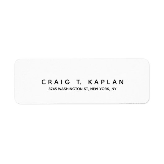 Plain Elegant Modern Black White Minimalist Etiket (Voorkant)