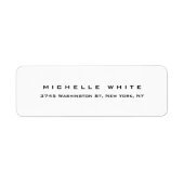 Plain Elegant Modern Black White Minimalist Etiket (Voorkant)