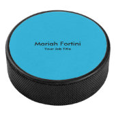 Plain Elegant Modern Minimal Jouw naam Blue Hockey Puck (3/4)