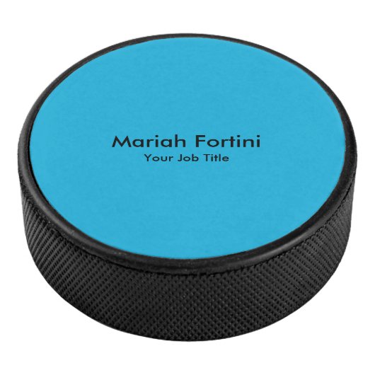 Plain Elegant Modern Minimal Jouw naam Blue Hockey Puck (3/4)