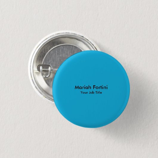 Plain Elegant Modern Minimal Jouw naam Blue Ronde Button 3,2 Cm (Voorkant /achterkant)