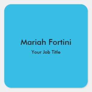 Plain Elegant Modern Minimal Jouw naam Blue Vierkante Sticker