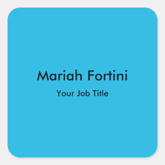 Plain Elegant Modern Minimal Jouw naam Blue Vierkante Sticker (Voorkant)
