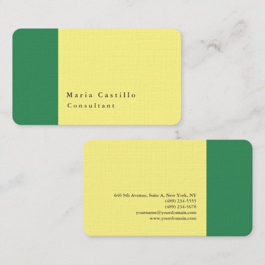 Plain Elegant Modern Minimal Zee Green Cam Visitekaartje (Voorkant / Achterkant)